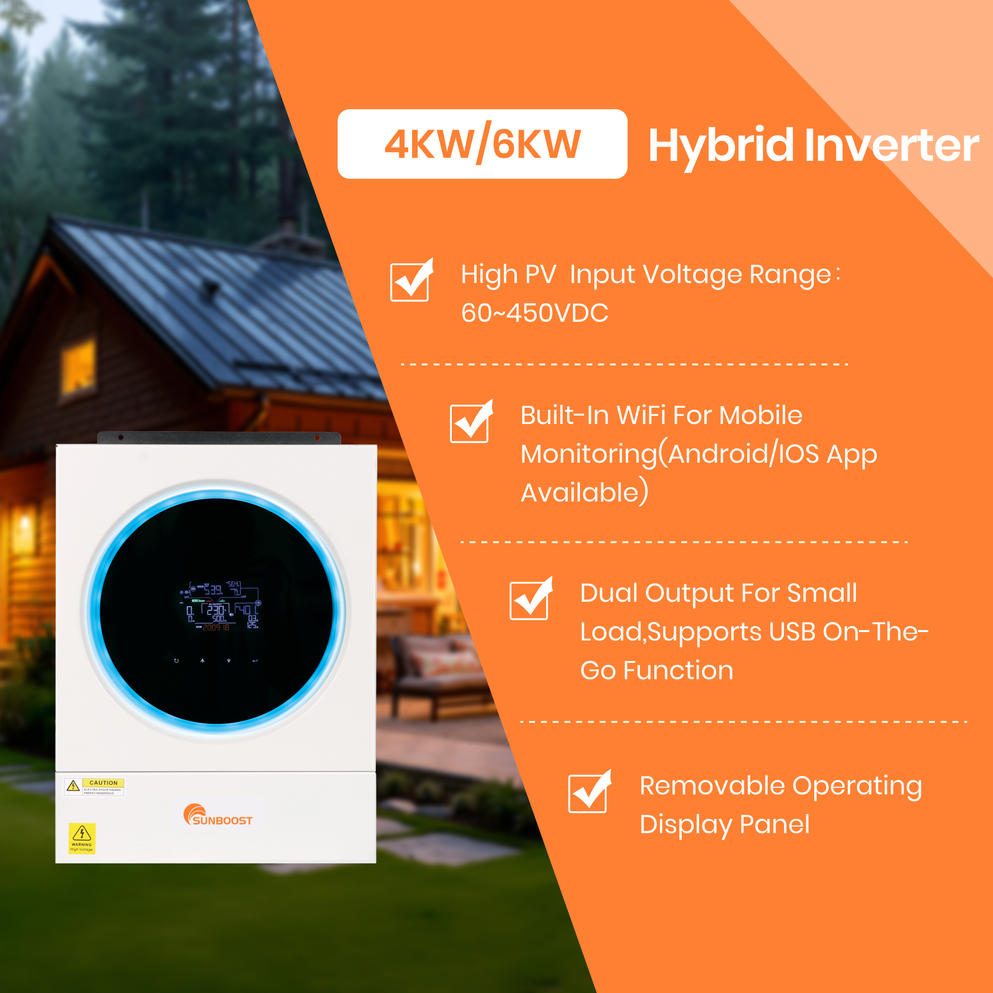 Sunboost 4Kw 6Kw On Off Grid Hybrid Solar Inverter 220V 230V 240V Solar Inverter Hybrid Off-Grid Mppt 48V