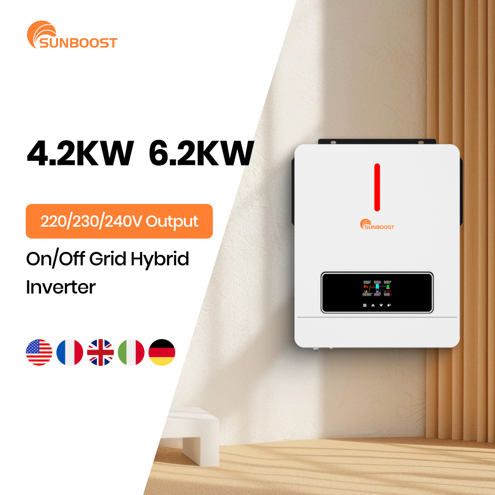 Sunboost 4.2KW 6.2KW Hybrid Solar 220V 230V 240V Output Inverter MPPT Controller On Off Grid Hybrid Power Home Solar Inverter Residential