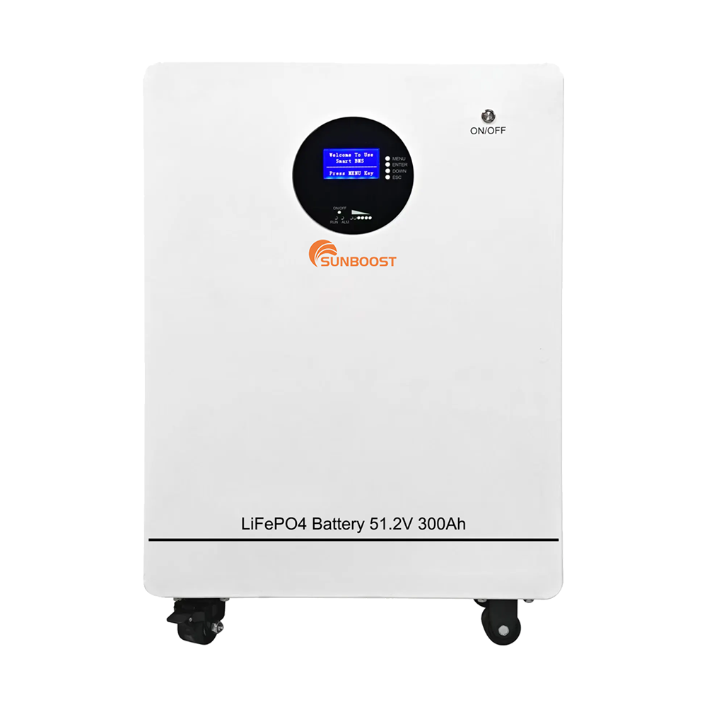 Sunboost 51.2V 300Ah LiFePO4 Split Lithium Ion Battery 15kWh Rechargeable Household Energy Storage IP65 CAN Communication