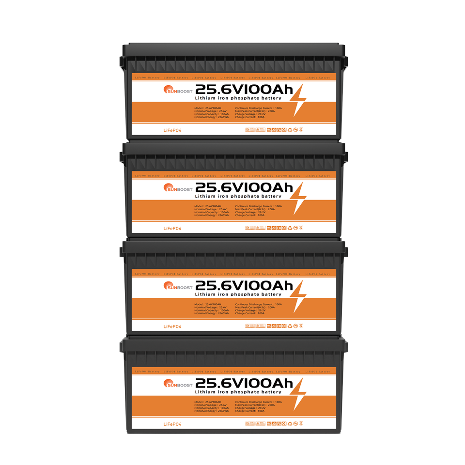 Sunboost Solar Battery 25.6V 50Ah 100Ah 150Ah 200Ah Solar Battery Storage 24V for Home Use Battery Pack