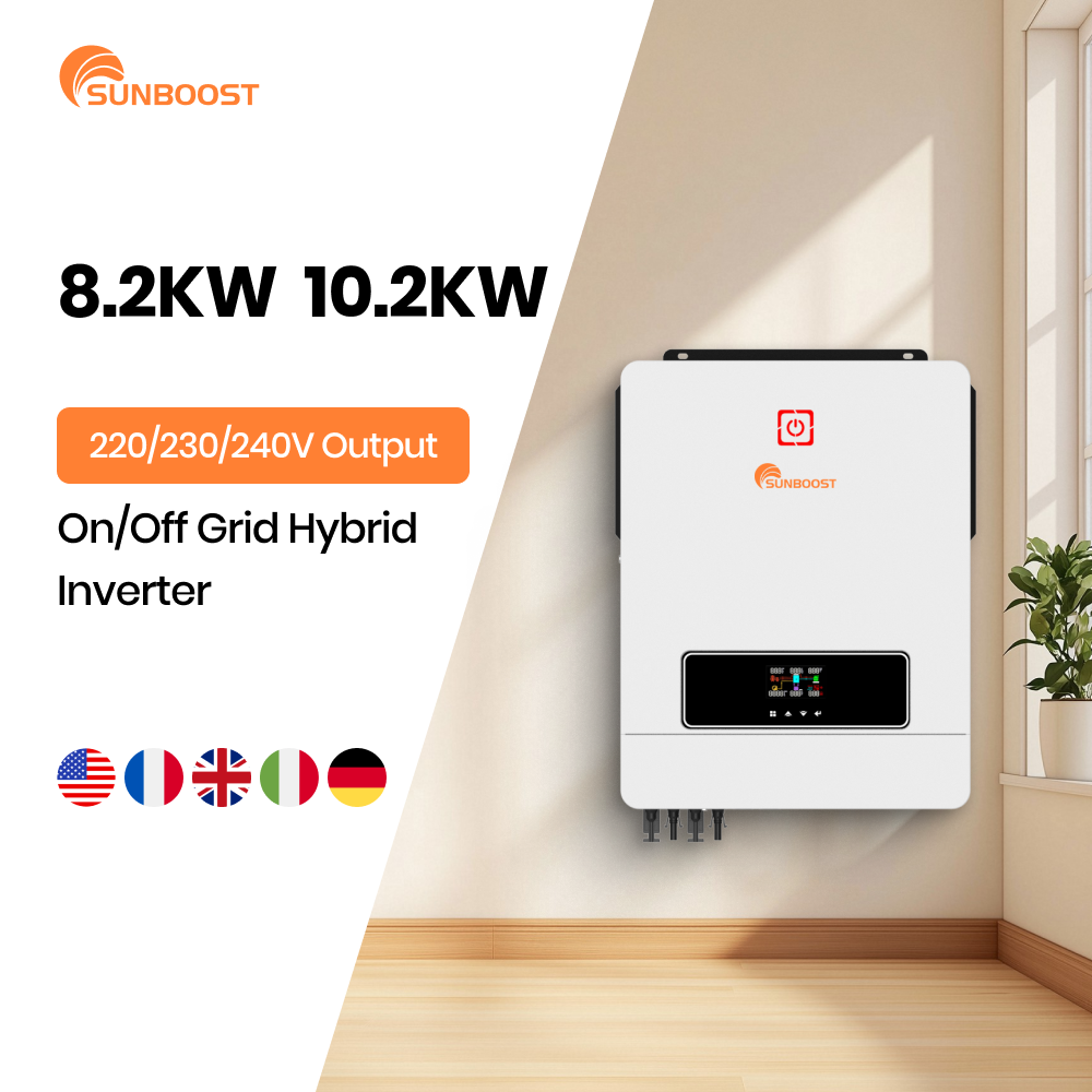 Sunboost 8.2KW 10.2Kw Hybrid Solar Inverter ON/OFF Grid Solar Power Inverter 220V 230V 240V 8KW 10kw Hybirid Solar Inverter for Home Use