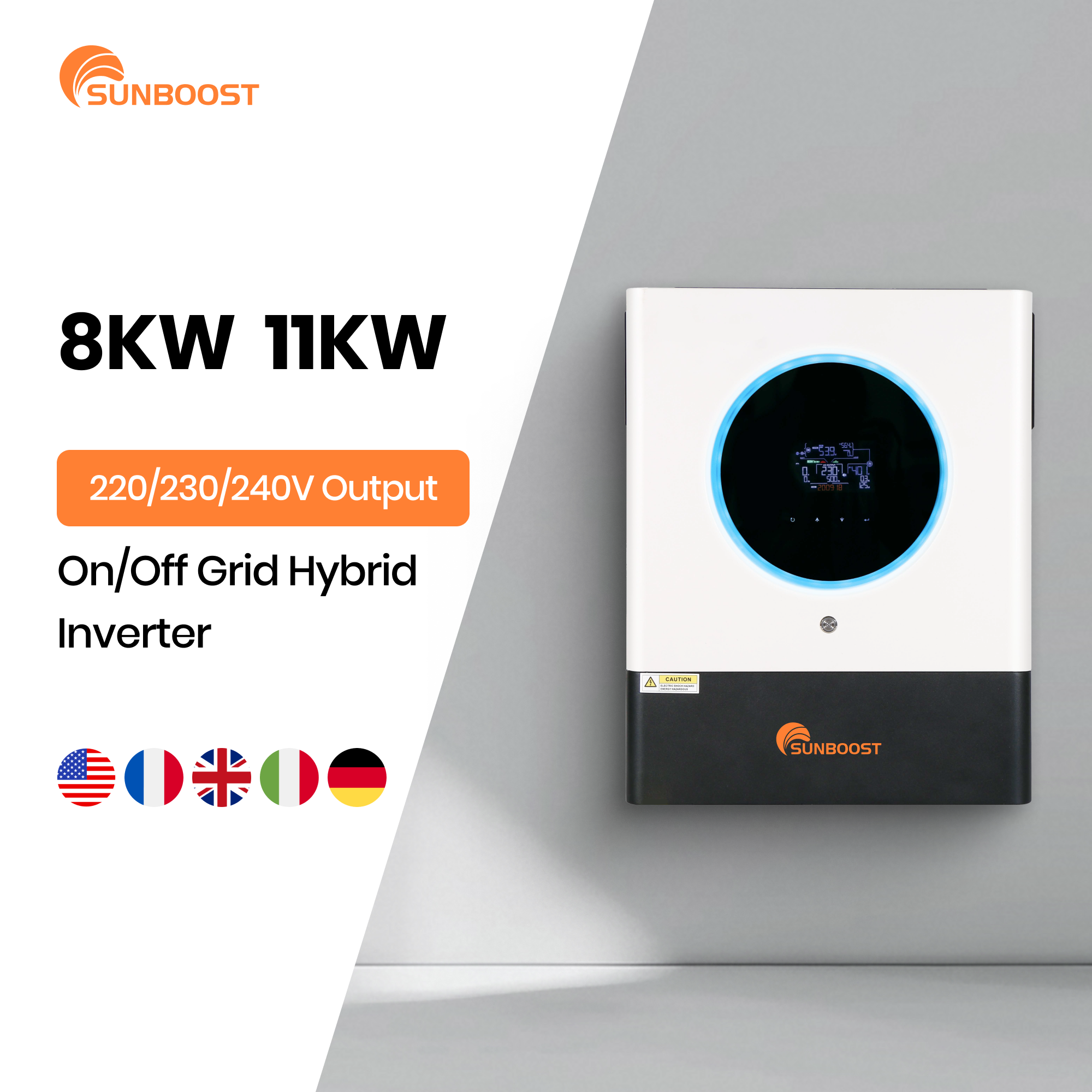 Sunboost 8KW 11KW Hybrid Solar Power Inverter Parallel 6pcs Inverter Built-In Wifi Large Color Lcd Touch Screen Solar Inverter