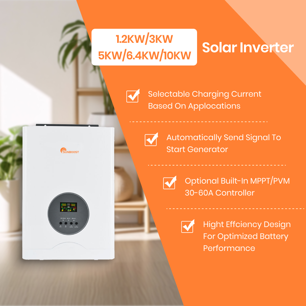 Sunboost 1.2kw 3kw 5kw 6.4kw 10kw 110V Split Phase Off Grid Hybrid Solar Inverter for Solar Power System