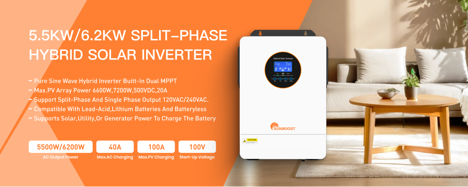 Split Phase Hybrid Solar Inverter 5.5KW 6.2KW
