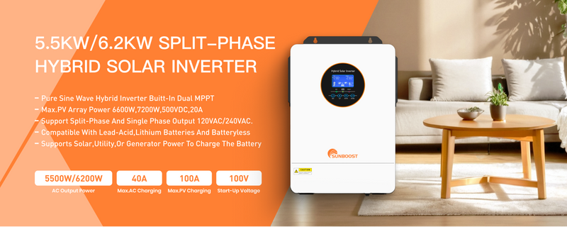 Split Phase Hybrid Solar Inverter 5.5KW 6.2KW