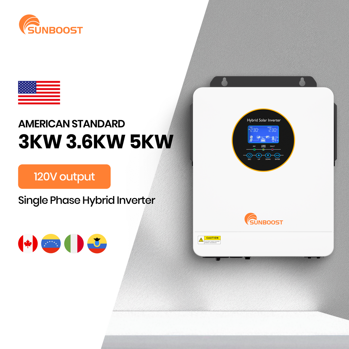 Sunboost 3Kw 3.6Kw 5Kw Single Phase Solar Inverter 120V US Standard Hy