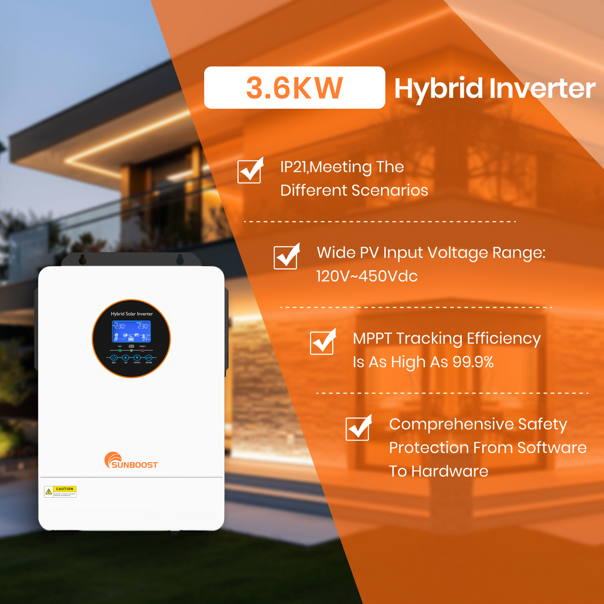 Sunboost Solar Inverters Sunboost 3.6KW US Version RVs Split Phase Inverter 120V 240V Hybrid So